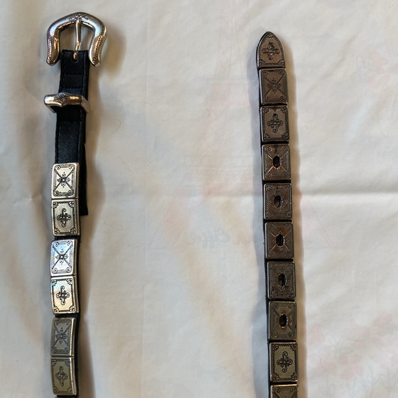 Vintage Brighton silver and black leather belt - Picture 9 of 10